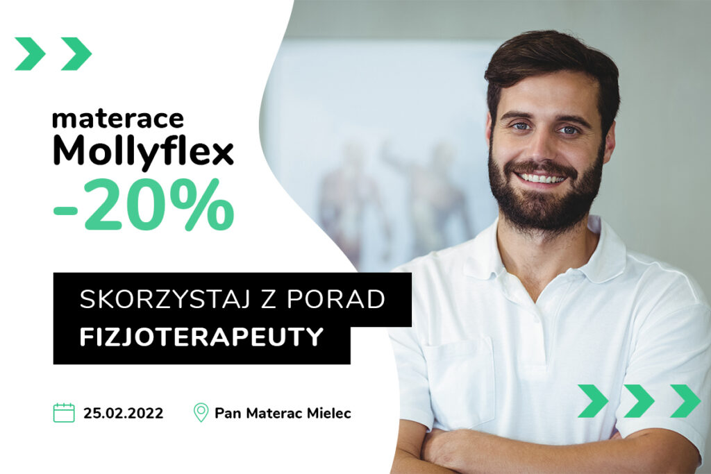 porady fizjoterapeuty i promocja na materace Mollyflex w salonie Pan Materac w Mielcu